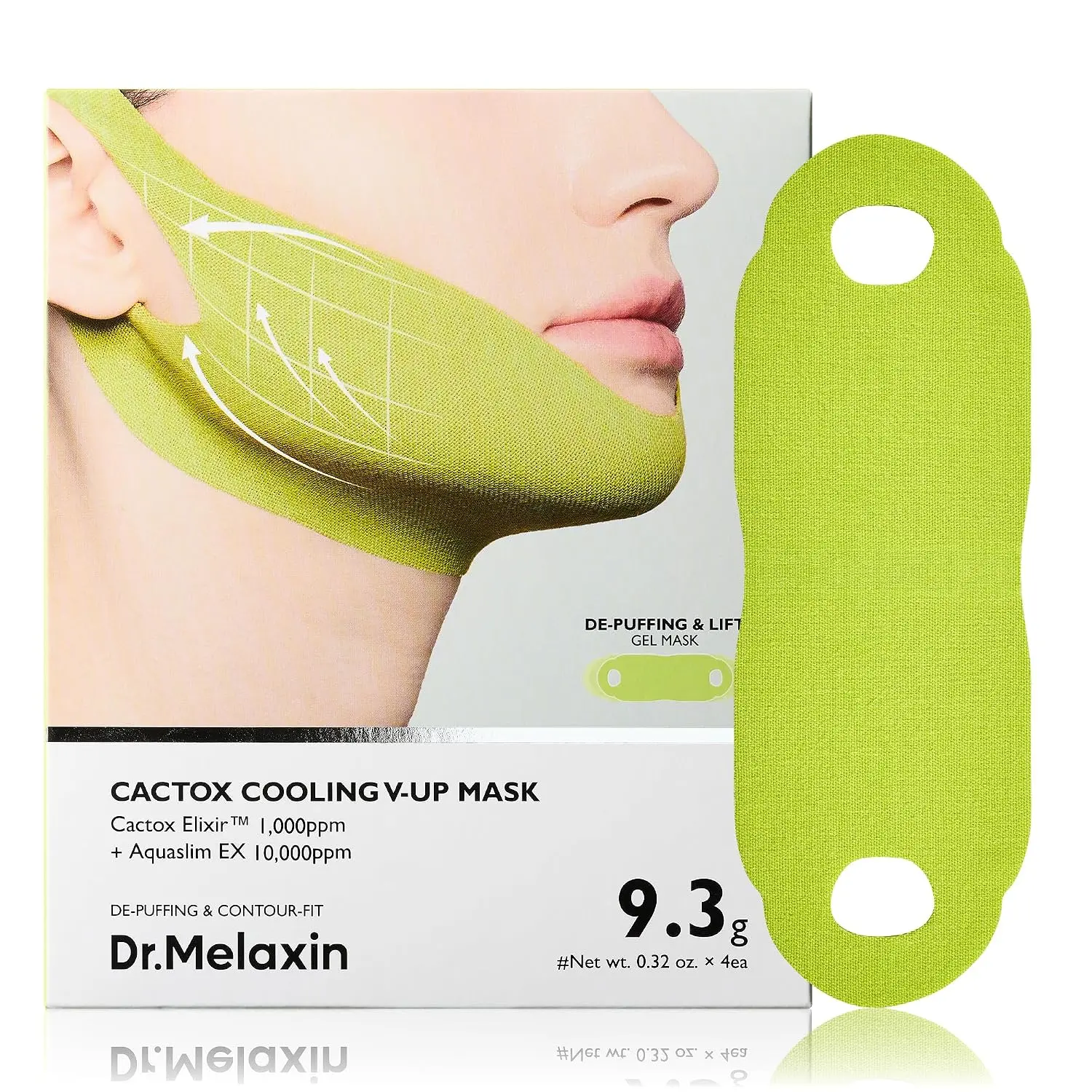[Dr.Melaxin] Cactox Cooling V-UP Mask 9.3g*4ea – Cactox + Caffeine + Collagen Double Chin Lifting Band for Sagging Jawline & Facial Puffiness