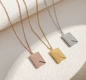 Personalized Envelope Necklace with Hidden Message - Custom Name Pendant in Gold Silver or Rose Gold - Tarnish Resistant Stainless Steel - Durable - Perfect for Bridesmaids, Memorials, Birthday Gifts, or Long Distance Love