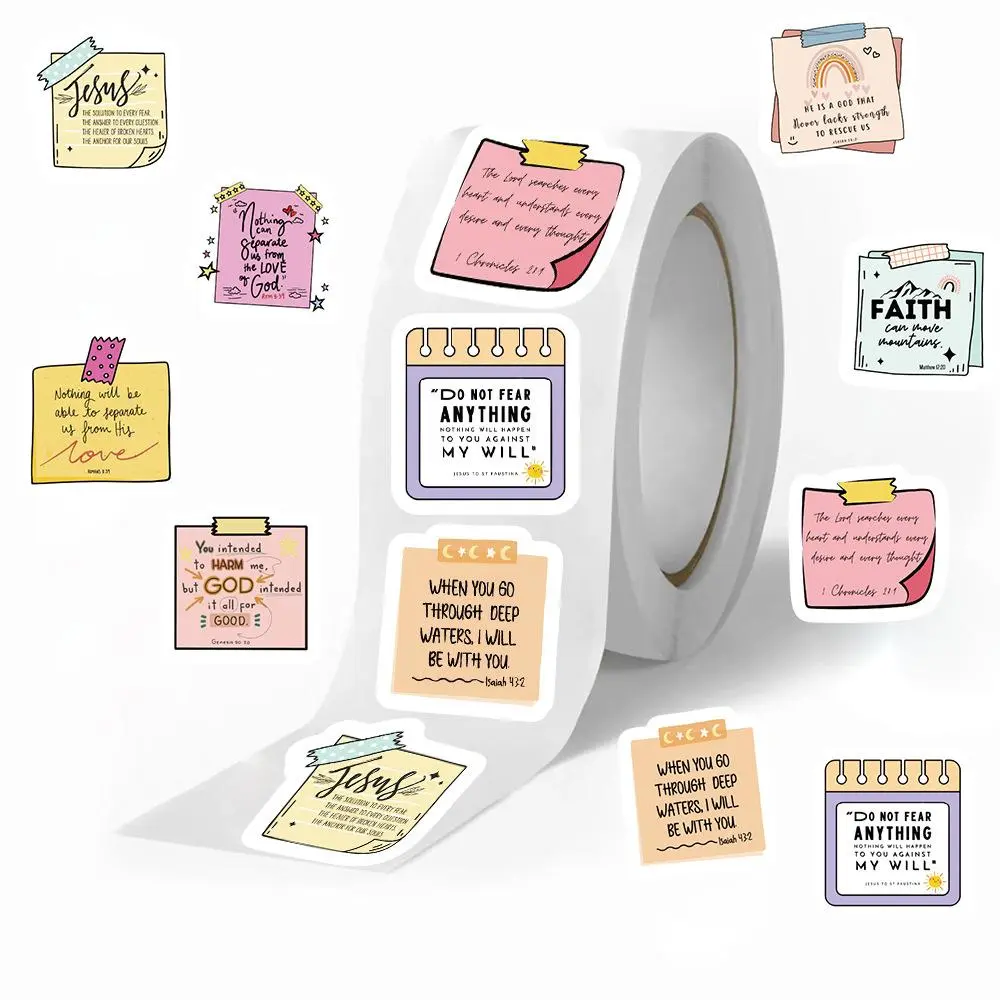 Bible Verse Sticker, 500pcs/set Cartoon Sticker, Decorative Sticker, Diary Sticker, Sticker Sheets for DIY Scrapbook & Journal & Gift Wrapping, Stickers for Scrapbooking