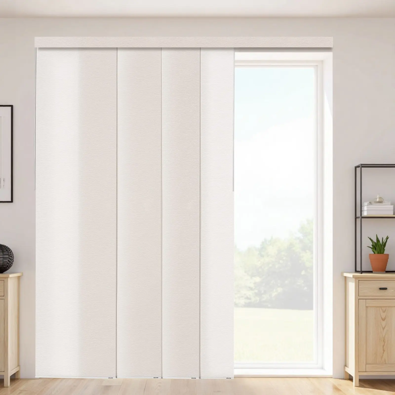 【DealsForYouDays】VEVOR Panel Track Blinds, Extendable Track from 45.8 in to 86 in W, Trimmable Panel Curtains Up to 96 in H, Adjustable Vertical Panel Blinds for Sliding Doors, Patio Doors, Room Divider, Light Brown
