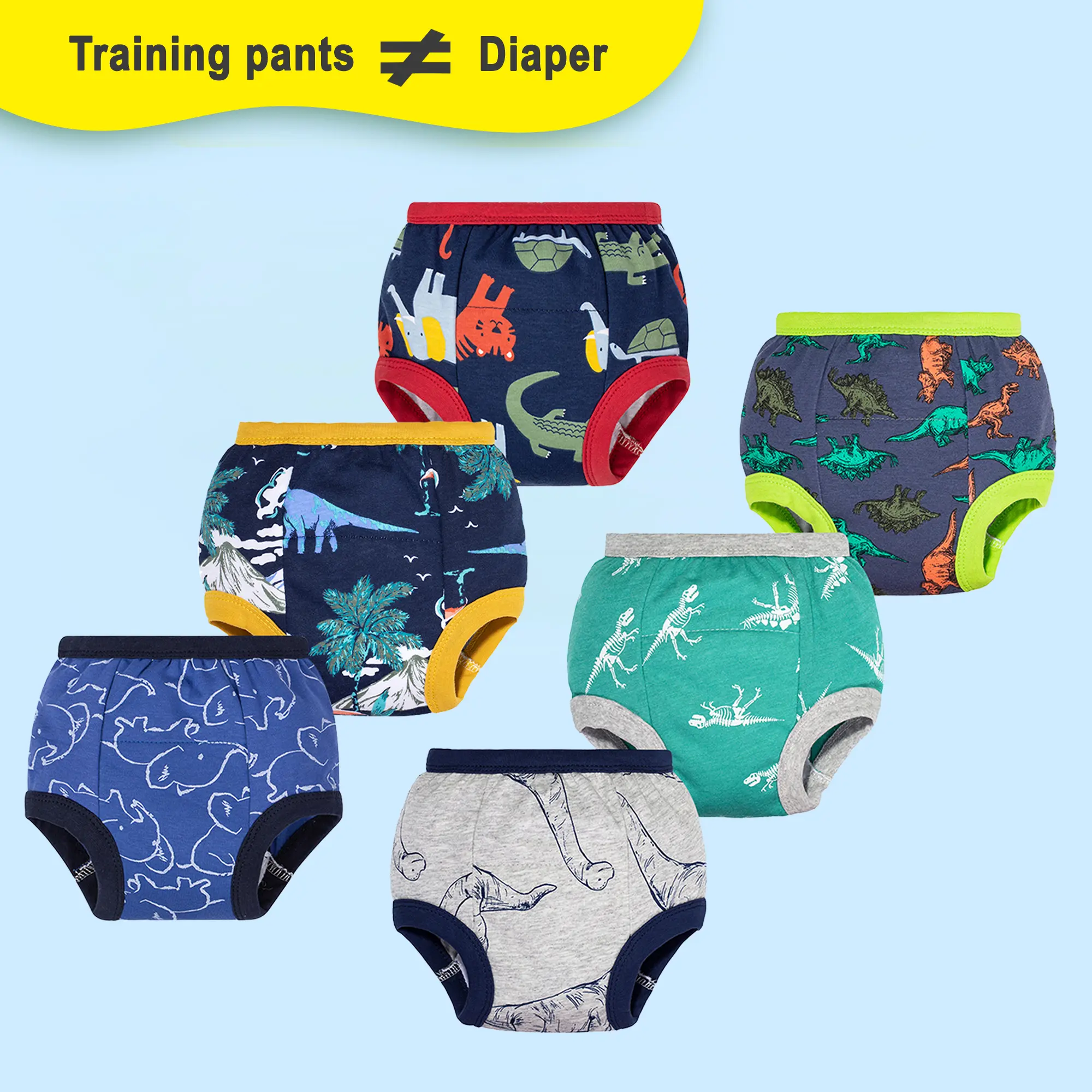 Big Elephant 6-Pack Reusable Potty Training Pants – Easy for Boys & Girls Toilet Training (1Y-5Y) Soft Comfy Underwear Casual Comfy Underwear,back to school