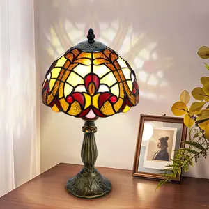 Elegant Tiffany Style Table Lamp, 8-Inch Handmade Stained Glass, Gift Ready with Bulb Included