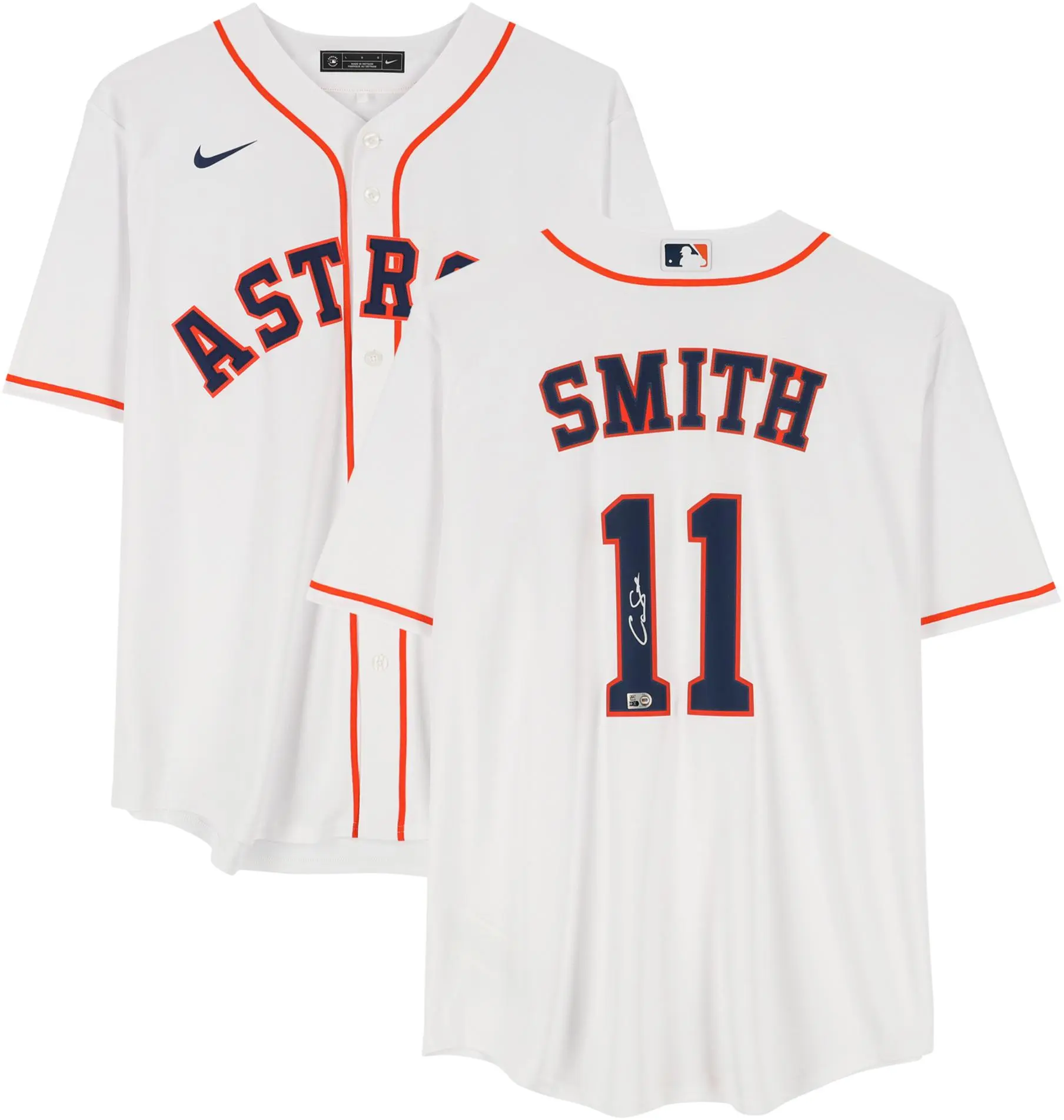 Cam Smith Houston Astros Autographed White Nike Replica Jersey - Fanatics Authentic Certified