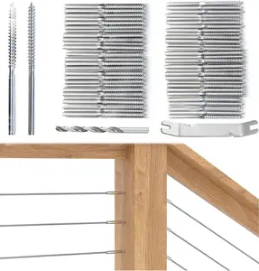 20 Pack 1/8"  Railing Hardware Kit Swage Lag Screws Left and Right Handed Thread for   T316 Stainless Steel Deck  Railing System 10 Pairs CK17