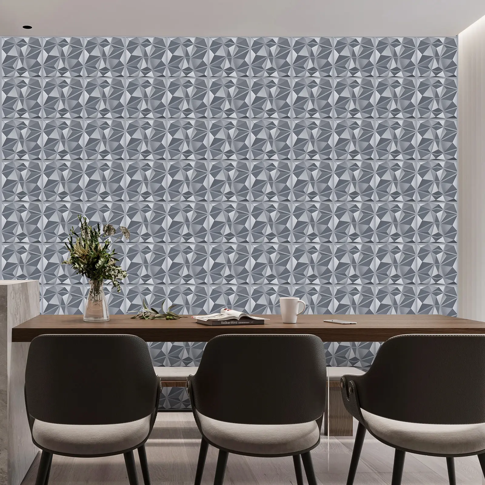 Aadesh 3D Wall Panel Wallpaper (Includes Roll of Mounting Tape), Interior Wall Decor, Modern, Geometric Texture Pattern for Living Room, Bedroom, Hotel, Office, TV Backdrop, 11.8 x 11.8 inches (Approx. 30 x 30 cm), White/Black/Pink/Gray