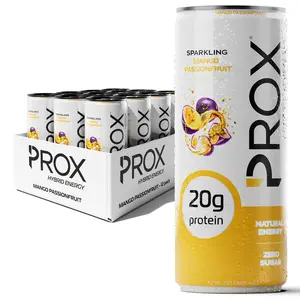 12 Pack Prox Mango Fruit Energy Drink  | Whey Protein, Collagen, Natural Caffeine, Zero Sugar, Muscle Recovery & Hydration