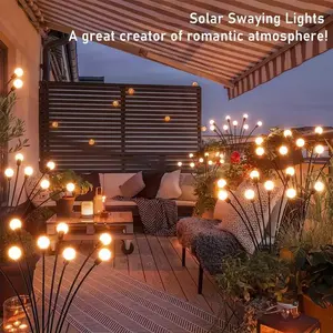 Solar Firefly Lights, 12 LED Outdoor Garden Lights, 8 Lighting Modes for Patio Decoration, Camping and Christmas Use, Outside Lights