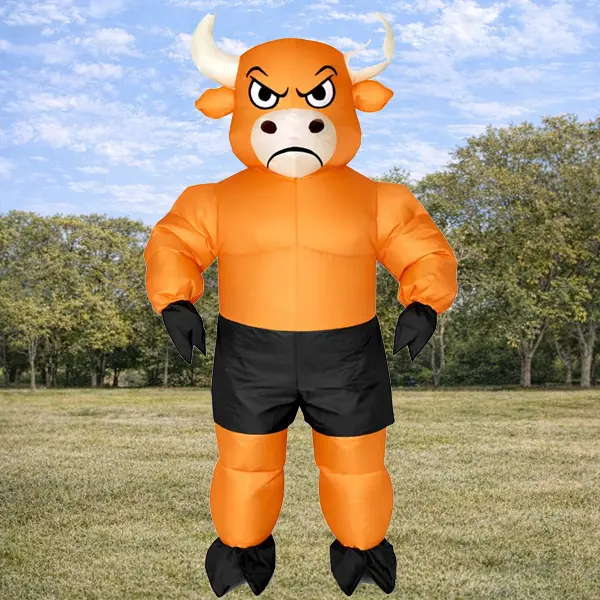 Inflatable Bull Costume for Adults Funny Animal Halloween Costume Party Cosplay Blow Up Bull Suit Outfit Man