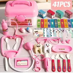 Kids Doctor Toy Set for Girls, Realistic Nurse Stethoscope Dental Play Medical Tools, Interactive Pretend Playset for Children, Dentist Play Set