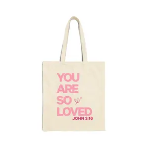 You Are So Loved Tote Bag | John 3:16 Scripture Canvas Tote