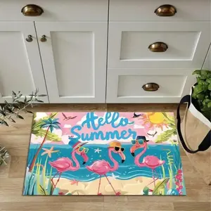 Flamingo Pattern Door Mat, Summer Welcome Doormat, Non-slip Soft Floor Mat, Decorative Carpet for Home Living Room Bedroom Kitchen, Decorative Rug Mat