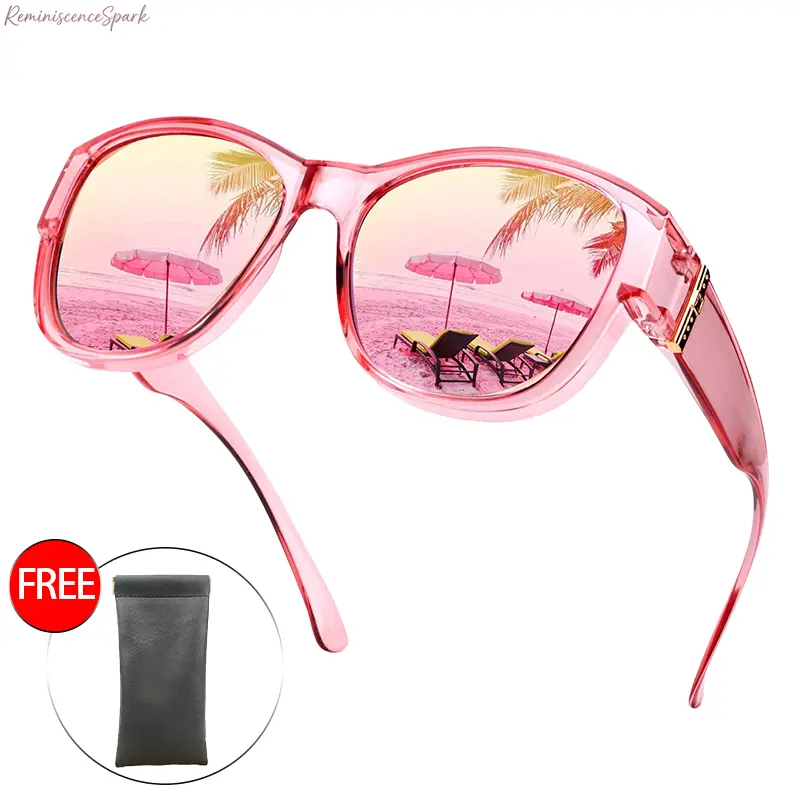 Polarized Fit Over Sunglasses for Women, Leopard Print TR90 Lightweight Eyewear with UV400 Glare Reduction for Driving, Includes Magnetic Leather Pouch, High Quality Eyewear