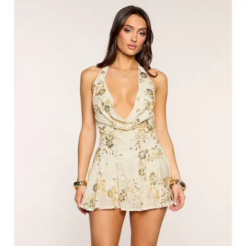 Birthday Behavior Sequin Halter Romper