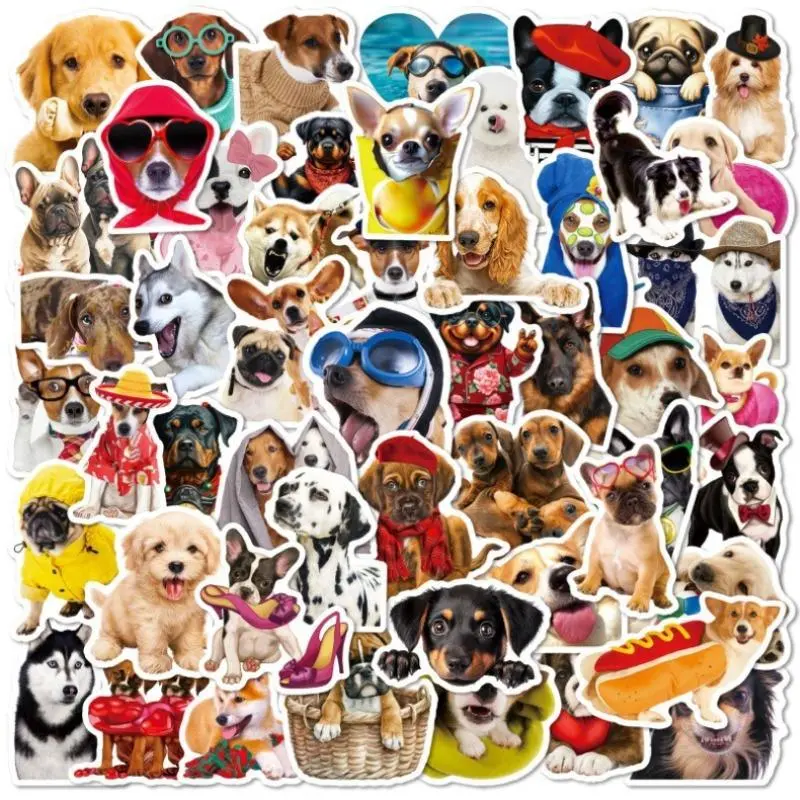 Dog Series Sticker, 50pcs/set Cute Dog Pattern Decorative Sticker, Decorative Sticker for Scrapbook, Journal, Notebook, Water Bottle, Car