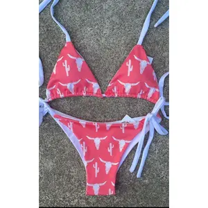 Reversible Coral Cowskull and White Swimsuit