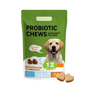 OurCares Probiotic and Digestive Enzyme Dog Chewables with 4 Billion CFU – 12 Count Chicken-Flavored Chews for Gut Health, Digestion and Immune Support Canine Nutritional Supplement,GLB