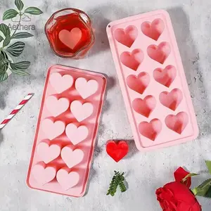 Heart Shaped Silicone Ice Cube Tray, 1PC Easy Release Ice Cube Mold, BPA-Free Multifunctional Chocolate Candy Mold & Baking Mold, Flexible Reusable Freezer Ice Maker for Home Kitchen Drinks Coffee Cocktails Summer Party Essentials
