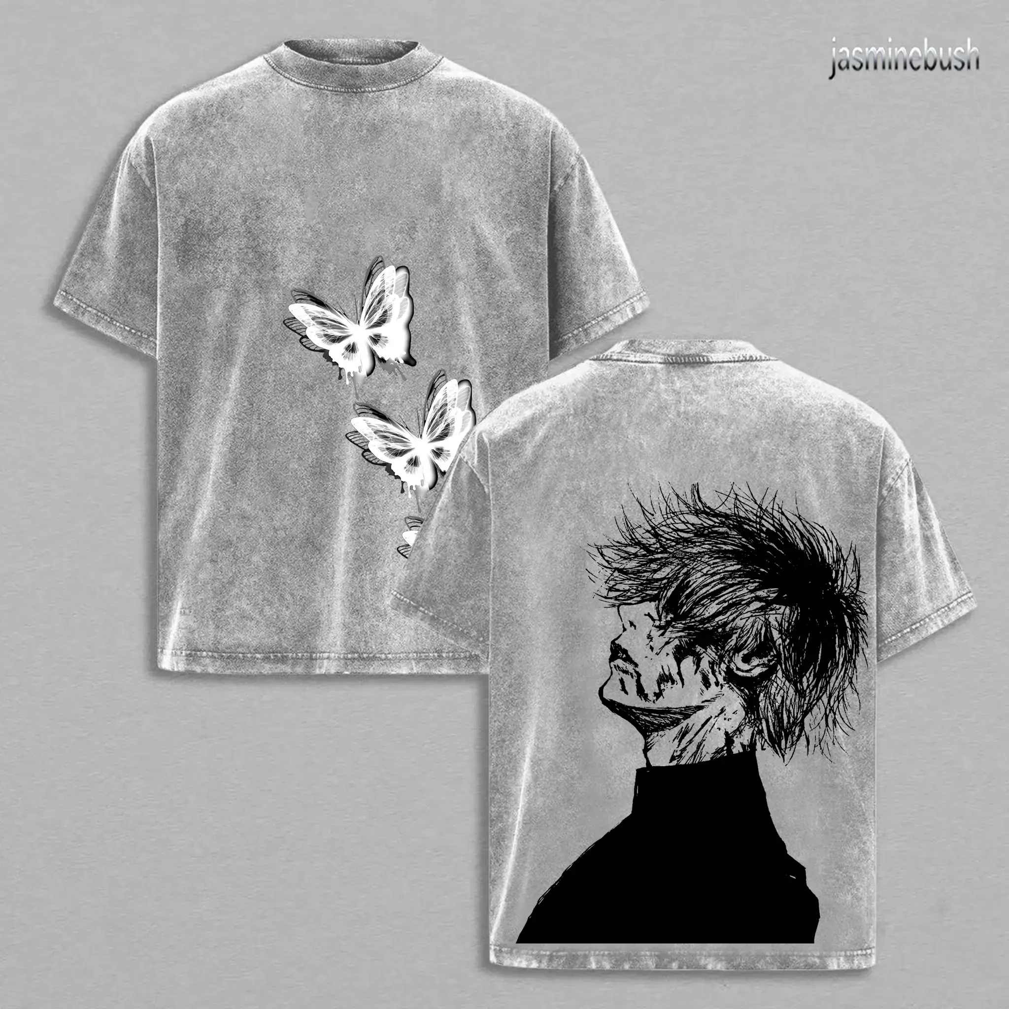 Retro Vintage Ken Kaneki Tokyoooo Ghoul Ver.3 Unisex Oversize Anime Manga Washed Heavyweight Cotton T-shirt, Gift For Anime Fan, Anime Lover