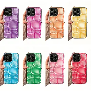 Crushed Ice Cube Phone Case — 3D Optical Illusion Printed Glass Protective Cover: Anxiety-Relieving Sensory Interaction Edition Cover for iPhone 17/16/15/14/13/12/11 Pro Max #YJBGBLKNNL1