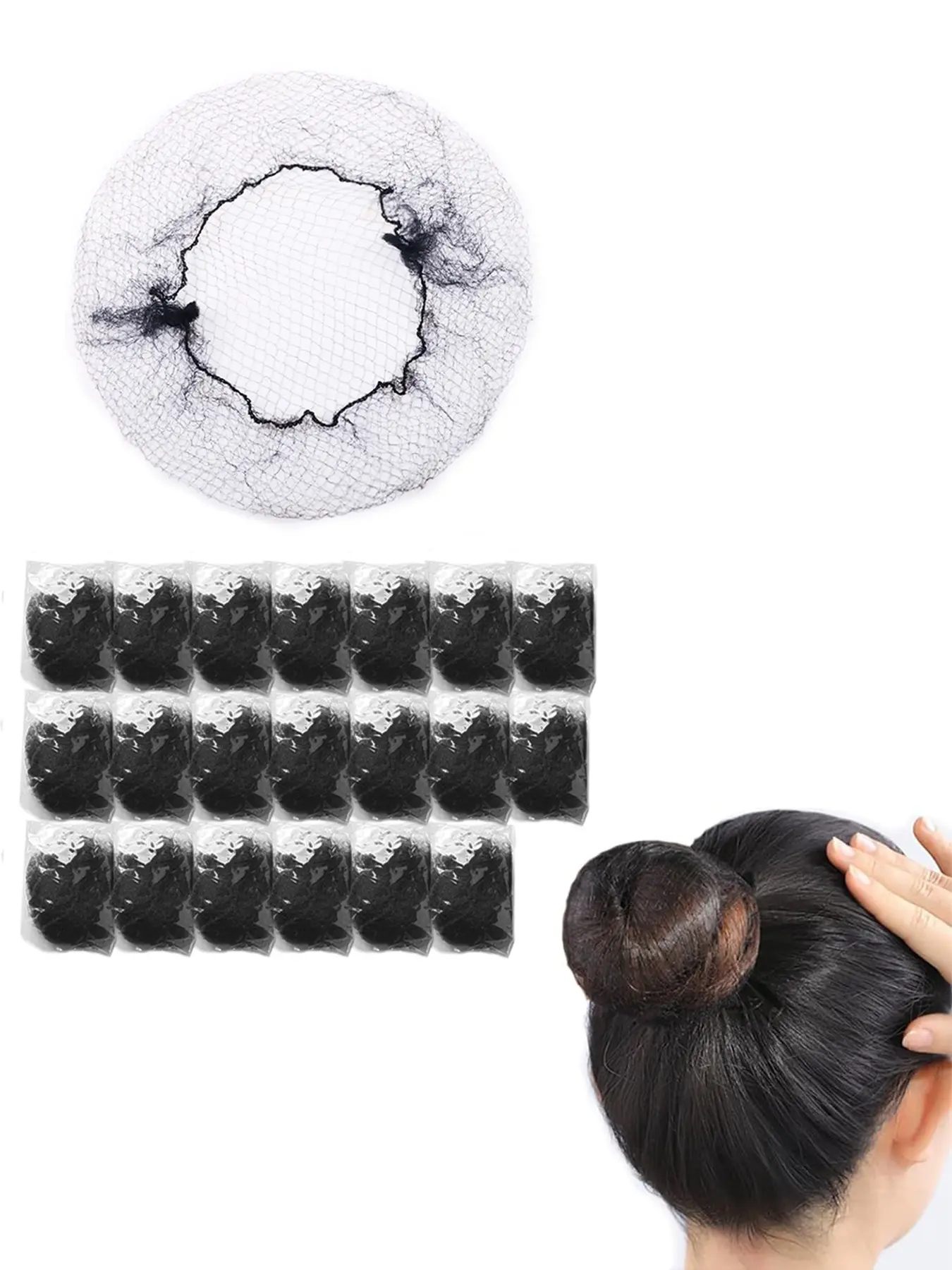 Hair Net 100 Pcs, 24 Inches Hair Nets Lightweight Elasticity Invisible Elastic Mesh for Food Service, Ballet Bun, Sleeping, Women and Wig, Hair Net for Buns, Hair Styling Tools, Hairdresser Accessories, Hair Accessory