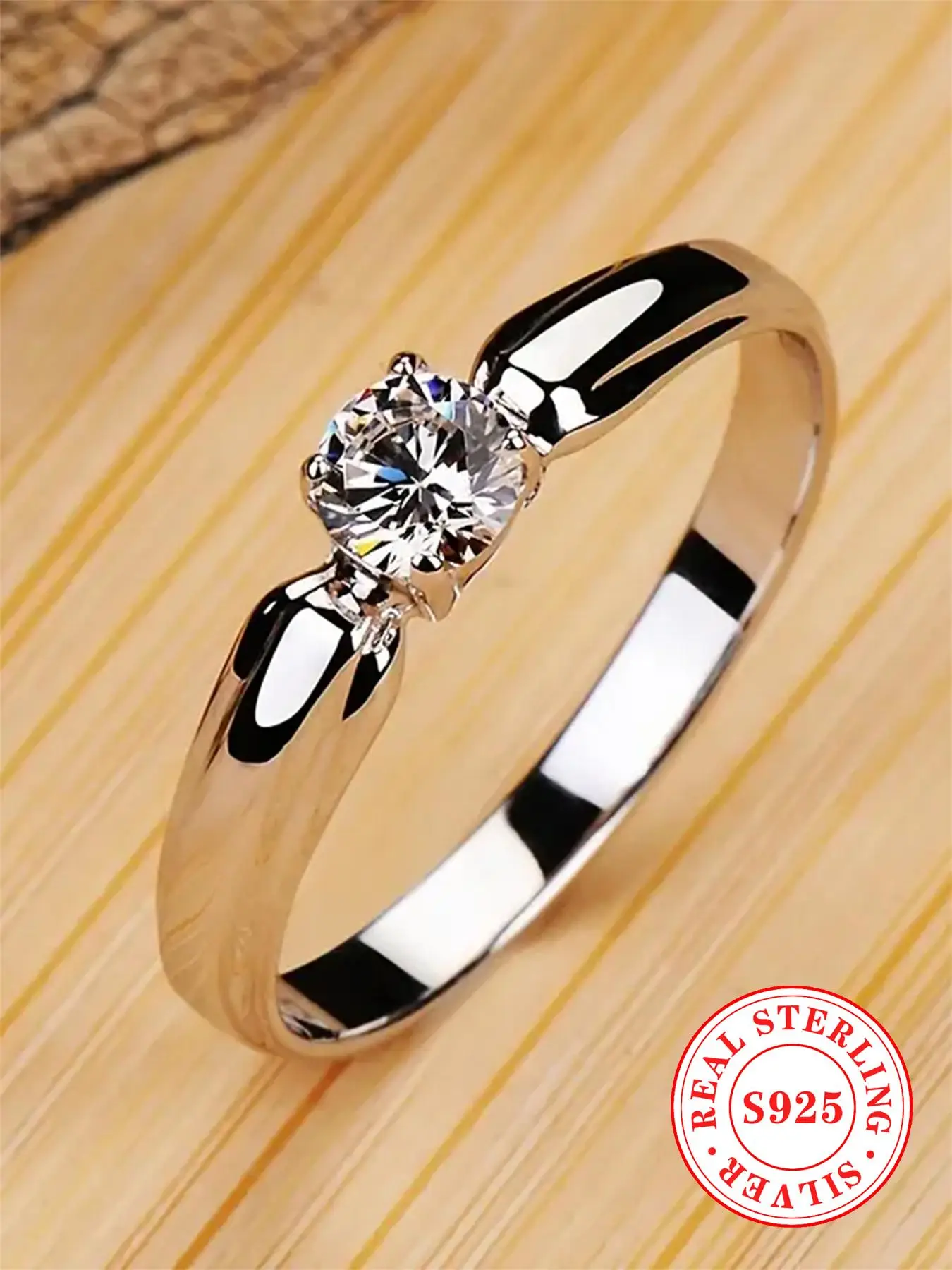 925 Sterling Silver Fashion Elegant Rhinestone Decor Ring, Temperament Rings As Gift, Trendy All-match & Exquisite Jewelry for Women for Party & Daily