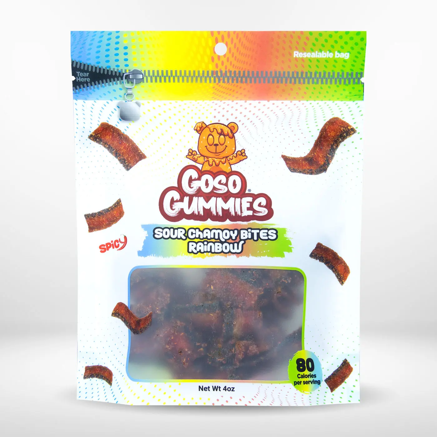 Goso Gummies Chamoy Sour Rainbow Bites 4oz Bag | Sweet Sour Spicy Candy | Chamoy Candy Bites | Tangy Chewy Snack | TikTok Viral Candy