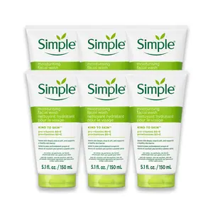 Simple Kind To Skin Moisturizing Face Wash - Facial Cleanser with Vitamin B5 and E - Removes Oil, Dirt, and Other Impurities - Sulfate Free - 6 pc Holiday Wellness Skincare Set