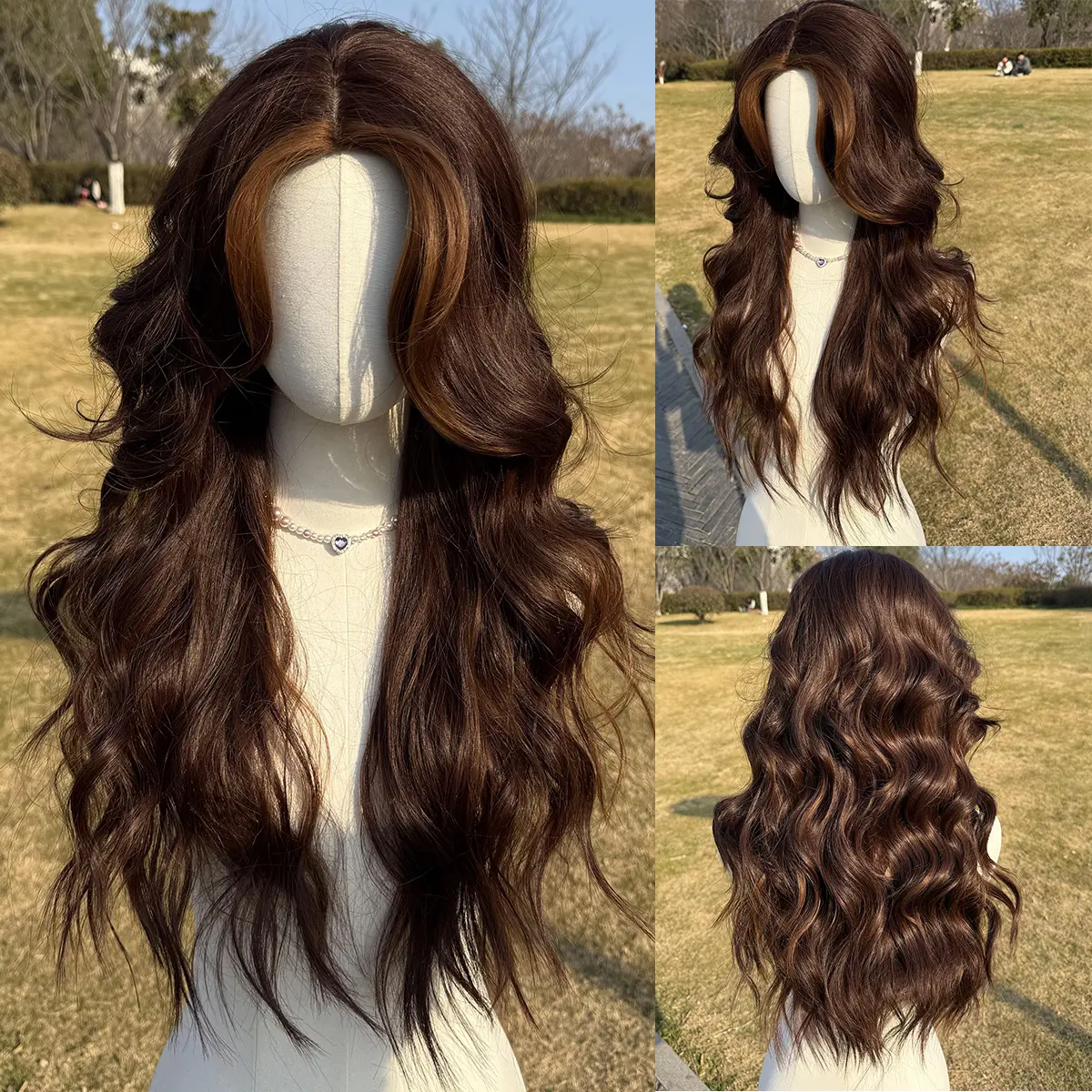 SMILCO/26Inch Luxury Brown Curly Synthetic Wig/SM419