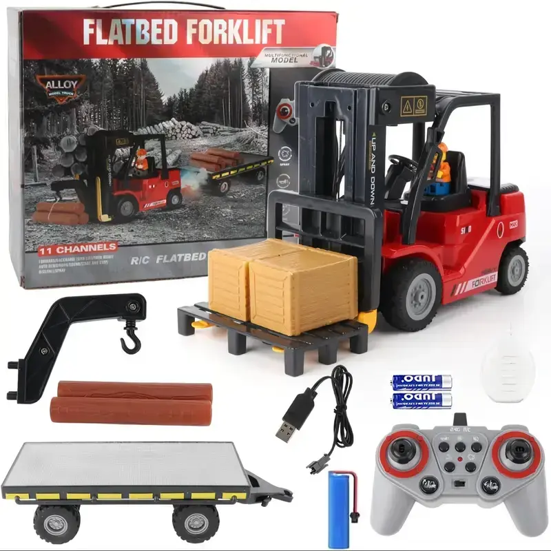 Remote Control forklifts RC Crane Trucks Electric Forklift rc Engineering Toys car Rechargeable Battery RC Car With Spraying and Lights and Sound