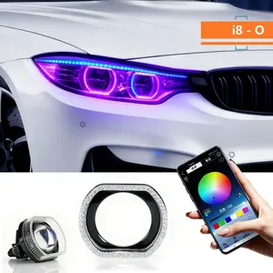 2.5/3inch Car Led Angel Eyes Headlight RGB LED Halo Ring Light 5D APP Control DRL Daytime Running Light With Turn Signal Light