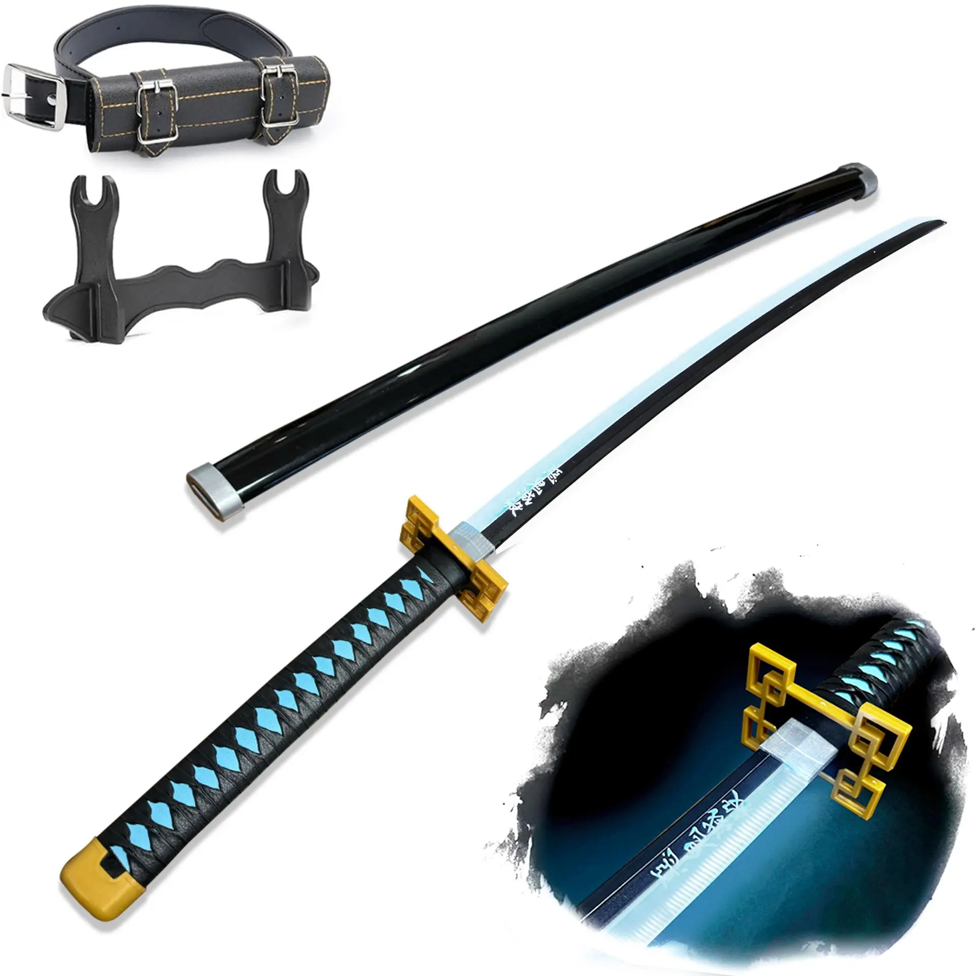 Light Up Demon Slayer Muichiro Tokito Sword - 40 inches Plastic Anime cosplay prop with Belt & Stand