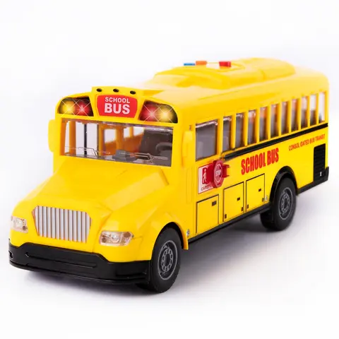 ArtCreativity Yellow Friction-Powered School Bus Kids Toy - 11in Durable Plastic Push-and-Go Vehicle for 3-4 Years, with Lights, Sounds, Smooth Rolling, Opening Doors, Included Batteries for Fun Science Play