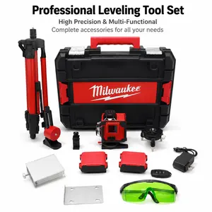 Milwaukee Precision Leveling Tool Kit, ±4° Self-Leveling Range, Ideal for Professional Outdoor Furniture & Outdoor Chair/Glider Installation Work metric tape measure Multi-Tool Fieldmaster valve core