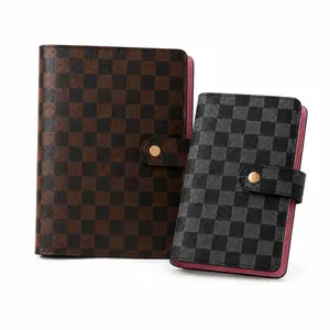2 Piece A5 and A6 Faux Leather Planner Set, 2026 Refillable 6 Ring Binder Notebook with Checkered PU Cover, Daily Hourly Schedule Organizer with Snap Closure for Work, School, Journaling, Budgeting and Gift