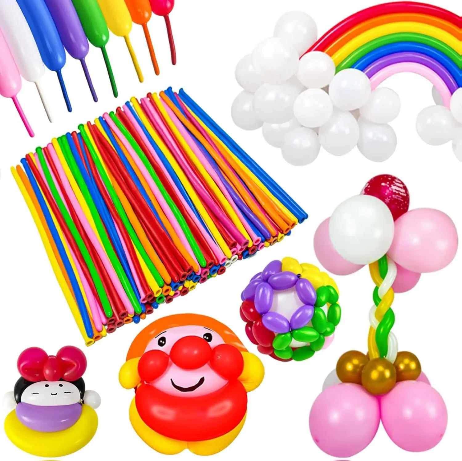 Long Balloons Animals 260q Thickening Latex Magic Modeling Skinny Birthday Party Wedding Decoartion 100pcs Colorful Twisty Balloons for Kids Clowns Magicians