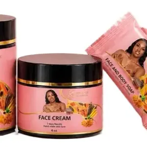 Byennwa Glow Body Cream Set of 3 - Gentle Exfoliate for Caramel Skin - 4 oz Face Cream & Face and Body Soap - Hand Made with Love for Smooth Daily Skincare