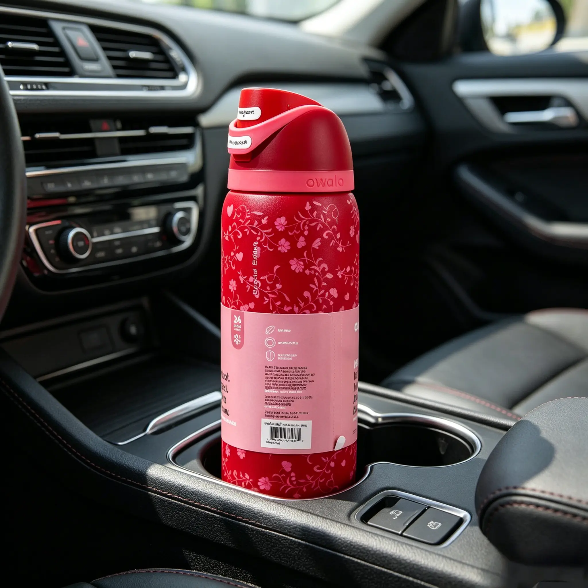 Owala 32oz Magenta Floral Print Special Edition Insulated Stainless Steel Tumbler - Leak-Proof Lid, Portable, Stylish Drinkware for Girls, Home, Camping, Office, Easy Drinking Needs
