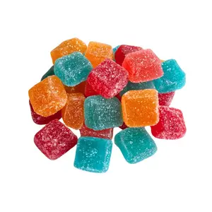 Sanded Vegan Pectin Cubes Fruity Plant Based Chewy Candy Bites Flavor Strawberry and Assorted