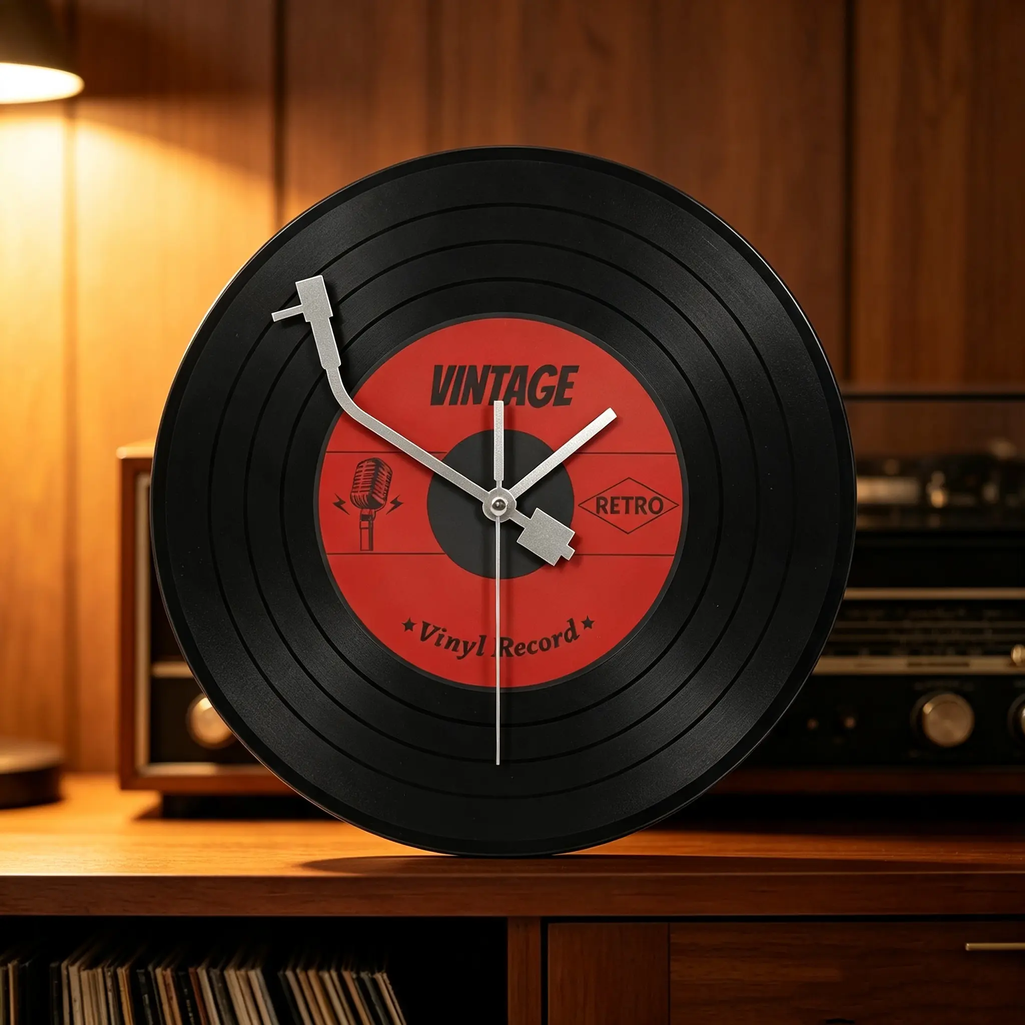 Vintage Analog Retro 1-Piece 11.8-Inch Vinyl Record Silent Wall Clock, Clocks for Living Room Home Decor, Ideal Birthday Gift (Battery Not Included)