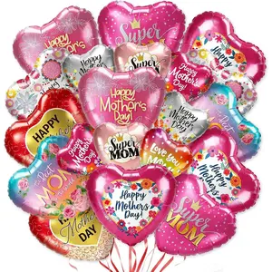 Happy Mother's Day Balloons Set, 18'' 18pcs and 10'' 12pcs, Mom Balloons, Aluminum Foil Balloons for Mother's Day Decorations, Party Supplies and Grandmother's Birthday