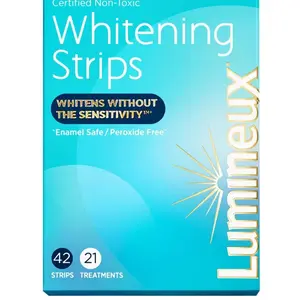 Lumineux Teeth Whitening Strips - 42 Treatments, Enamel Safe, Peroxide Free, Non-Toxic, Dentist Formulated Oral Antibacterial Lemon Brush Coconut