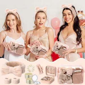 Pink & Beige Sleepover Party Supplies Set for Weddings Showers Birthday Parties Special Events Durable Spa Essentials with Soft Scrunchies