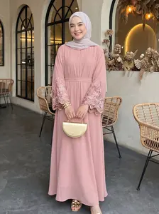 CL13 Lace design abaya, solid color abaya, Muslim robe, elegant and fashionable, exquisite luxury dress, exquisite lace cuffs Modest Maxi Formal,Fashionweek