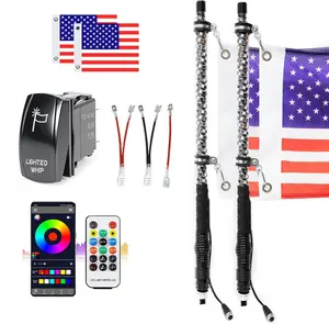 2PCS 2FT LED Whip Lights with RGB Chasing Lights with APP & Remote Control, Music Antenna Whip Light for Can-Am UTV ATV RZR Can-Am SXS Polaris Offroad Truck