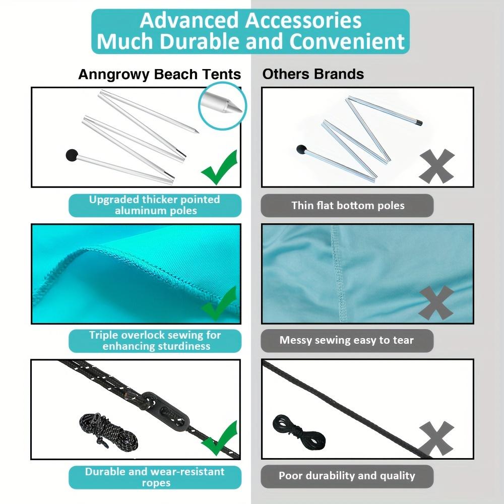 Beach Tent Canopy 10'x10' Beach Tents Sun Shelter 6-8 Person Beach Canopy Tent Sun Shade Easy Setup Pop Up Beach Shade Canopy Portable Beach Tent UPF 50+ Waterproof Windproof Beach Canopy