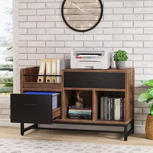 Tribesigns Lateral File Cabinet with 2 Drawers for Home Office Rustic Brown