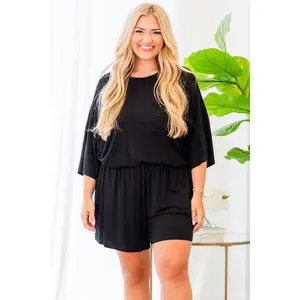 Lady's Basic Comfy Women's Casual Spandex Clothing Set, Cozy Summer Dolman-Sleeve Loungewear with Front Pocket for Relaxing Days