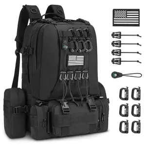 【Holiday Hual Sale】60L Tactical Backpack for Men Women Large Rucksack With D-Ring Molle Clips Compass Accessories 3 Day Bug Out Survival Molle Bag Hiking Camping Gym Daypack Backpacks