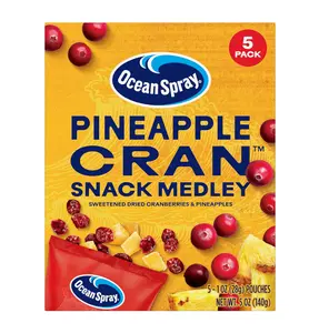 Ocean Spray Pineapple Cran Snack Medley, Cranberry and Pineapple Dried Fruit Snack, 1 Oz Pouches, 5 Count