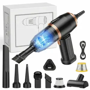Hrabykt Handheld Car Vacuum Cleaner, 17000Pa Vacuum Cleaner and Air Duster, 120W High Power Hand Held Vacuum with LED Light and Multi-Nozzles for Car, Home, Office, Pet